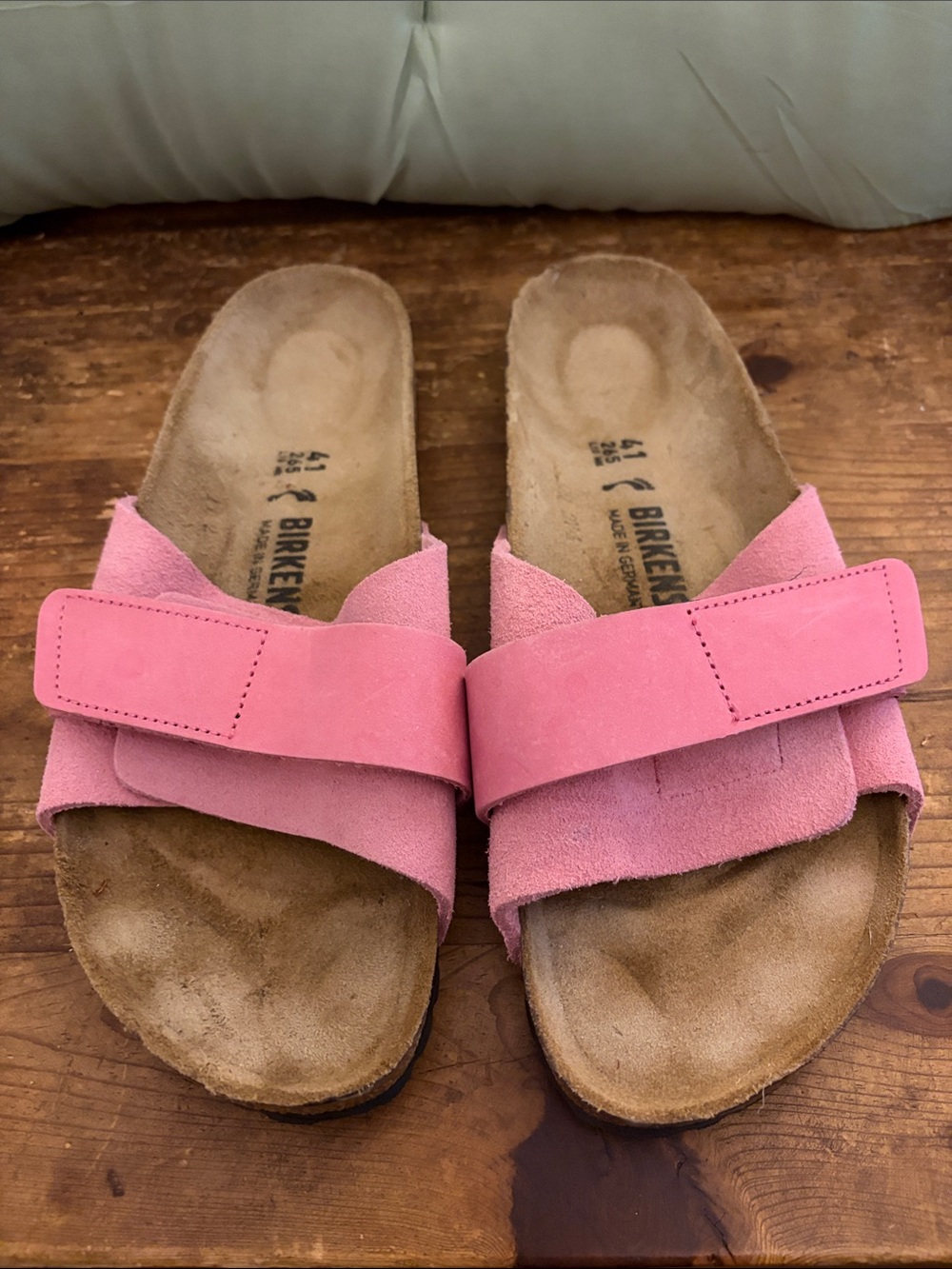 Birkenstock Women’s Pink Suede Slide Sandals with Adjustable Strap
